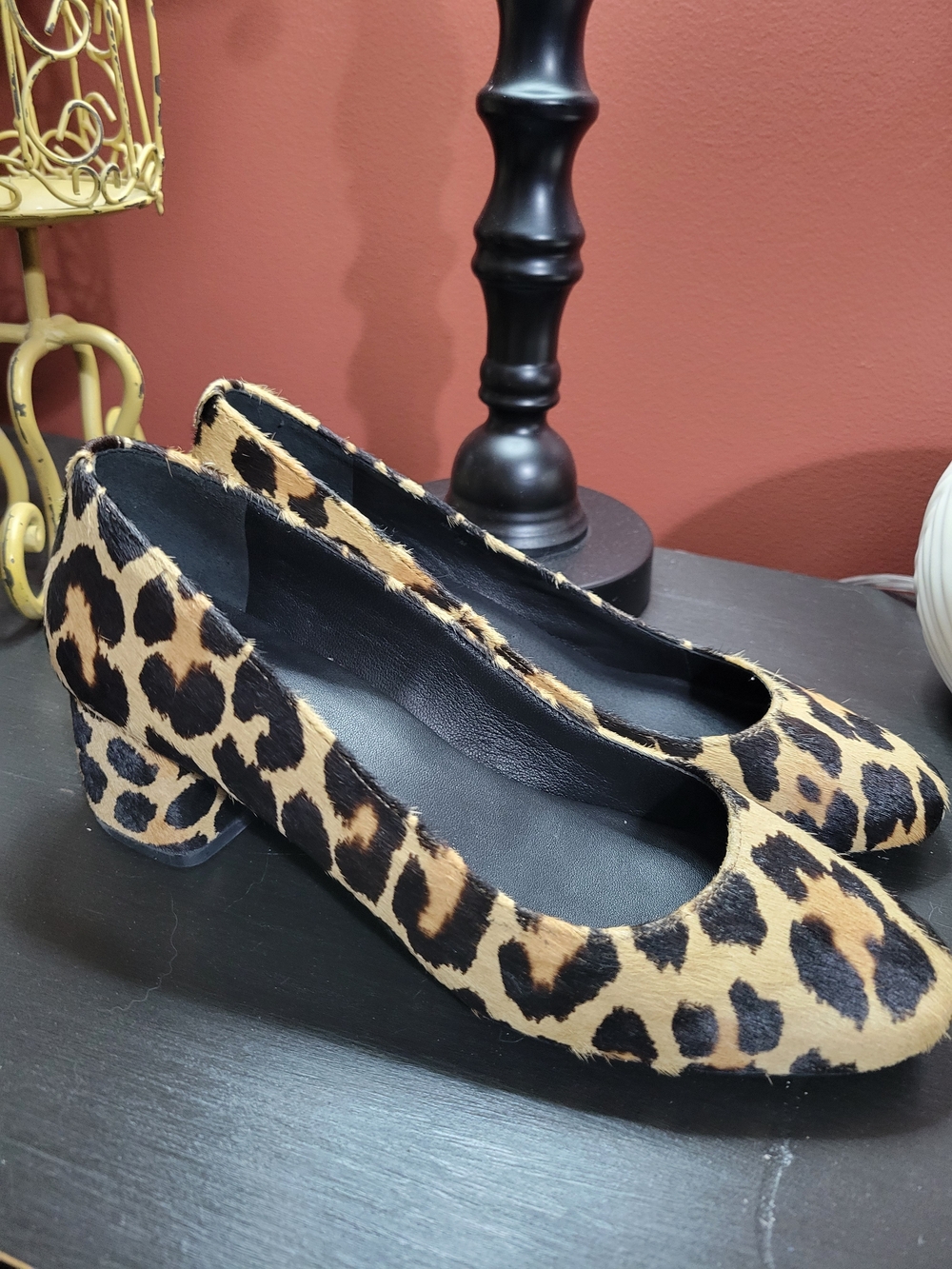 kate spade Leopard Print Round-Toe Block Heel Pumps - Tan & Black - Picture 5 of 7